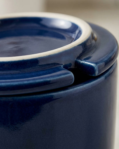 Wvkmb Ceramic Mug with Lid Navy 13 oz Spoon Slot