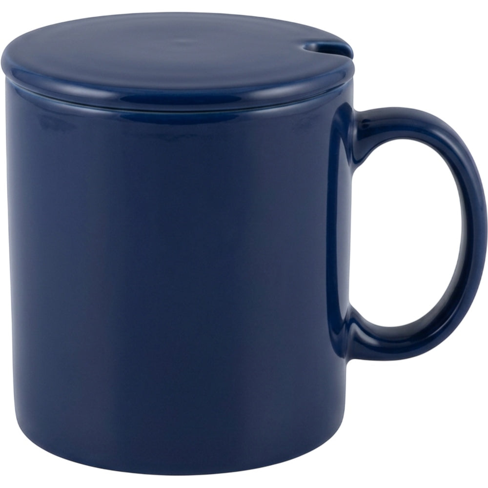 Wvkmb Ceramic Mug with Lid Navy 13 oz Spoon Slot