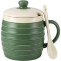 Wvkmb Horizontal Rib Lidded Ceramic Coffee Mug 13 oz Forest Cream - Product view