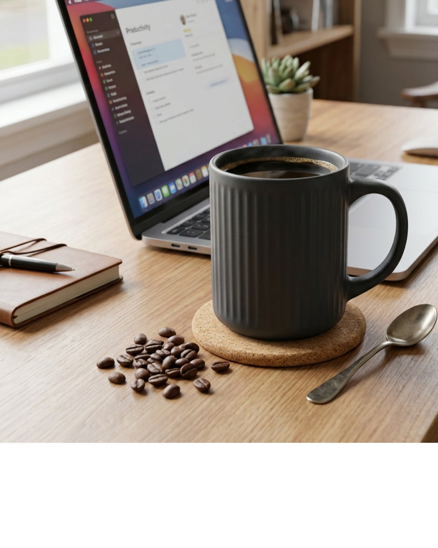 Wvkmb Large Ceramic Desk Mug Charcoal 18 oz