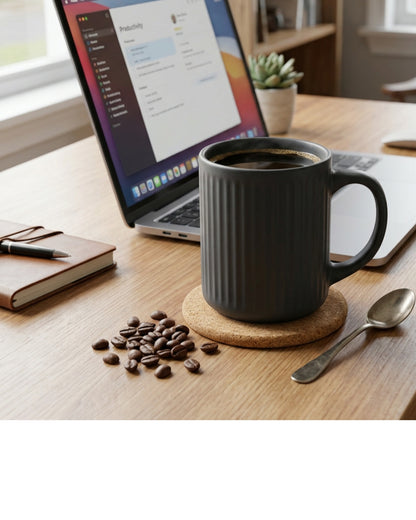 Wvkmb Large Ceramic Desk Mug Charcoal 18 oz