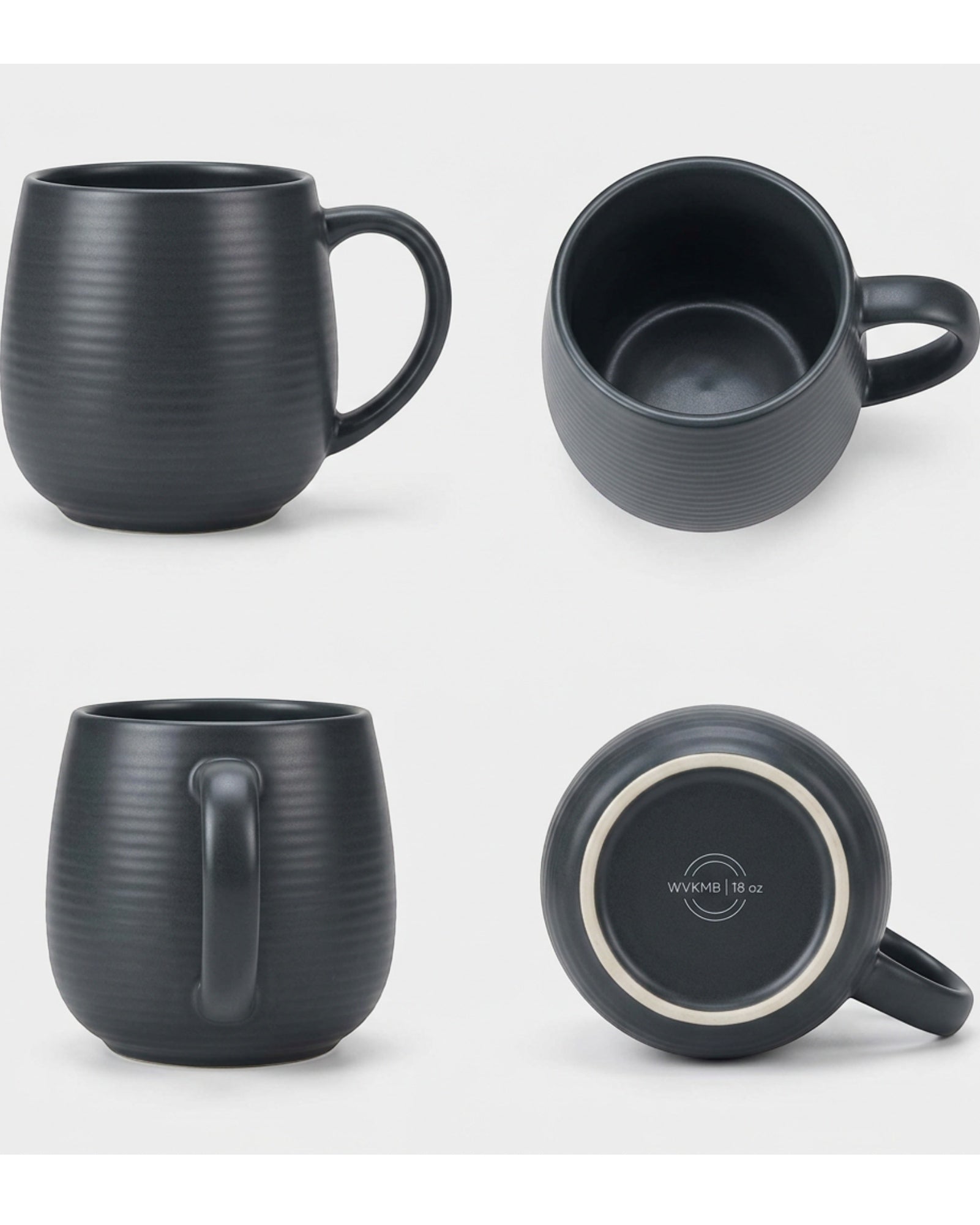 Wvkmb Large Ceramic Desk Mug Charcoal 18 oz