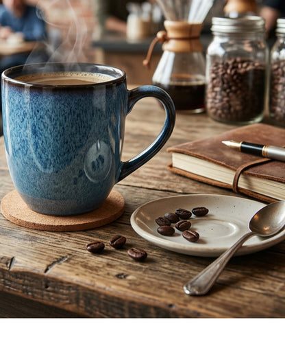 Wvkmb Reactive Glaze Ceramic Mug Blue 15 oz