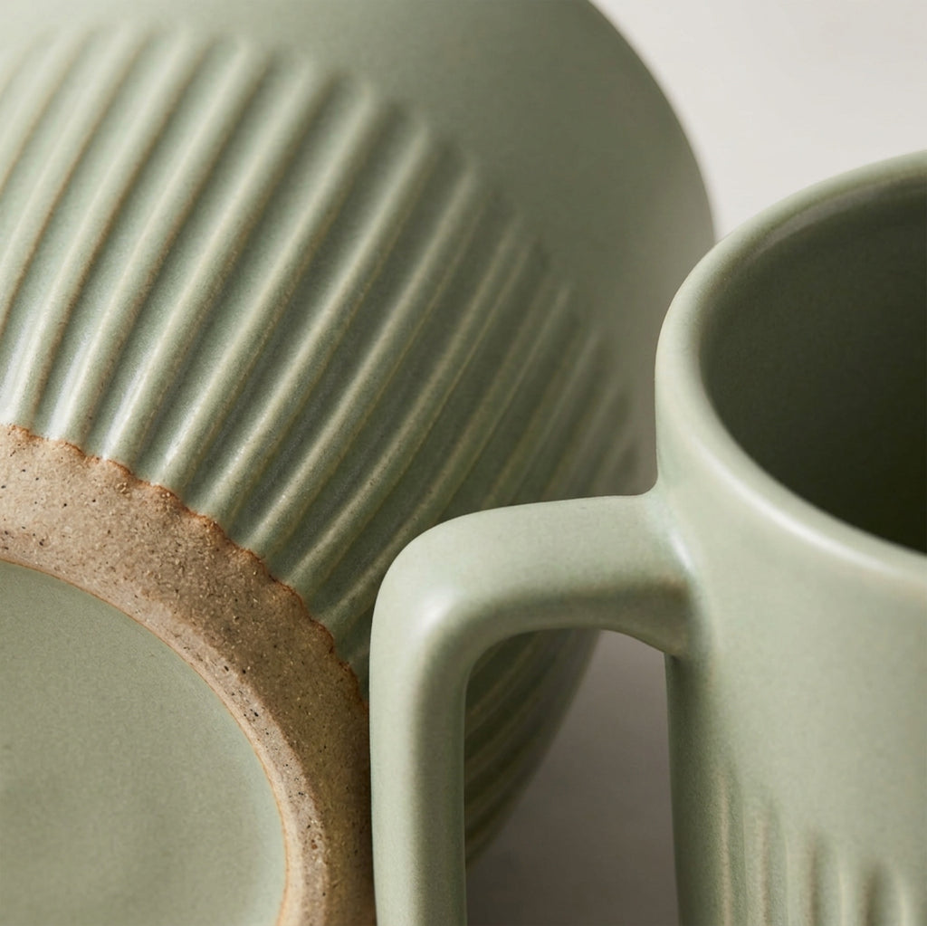 Wvkmb Ribfield Ceramic Coffee Mug 14 oz Sage - Detail view