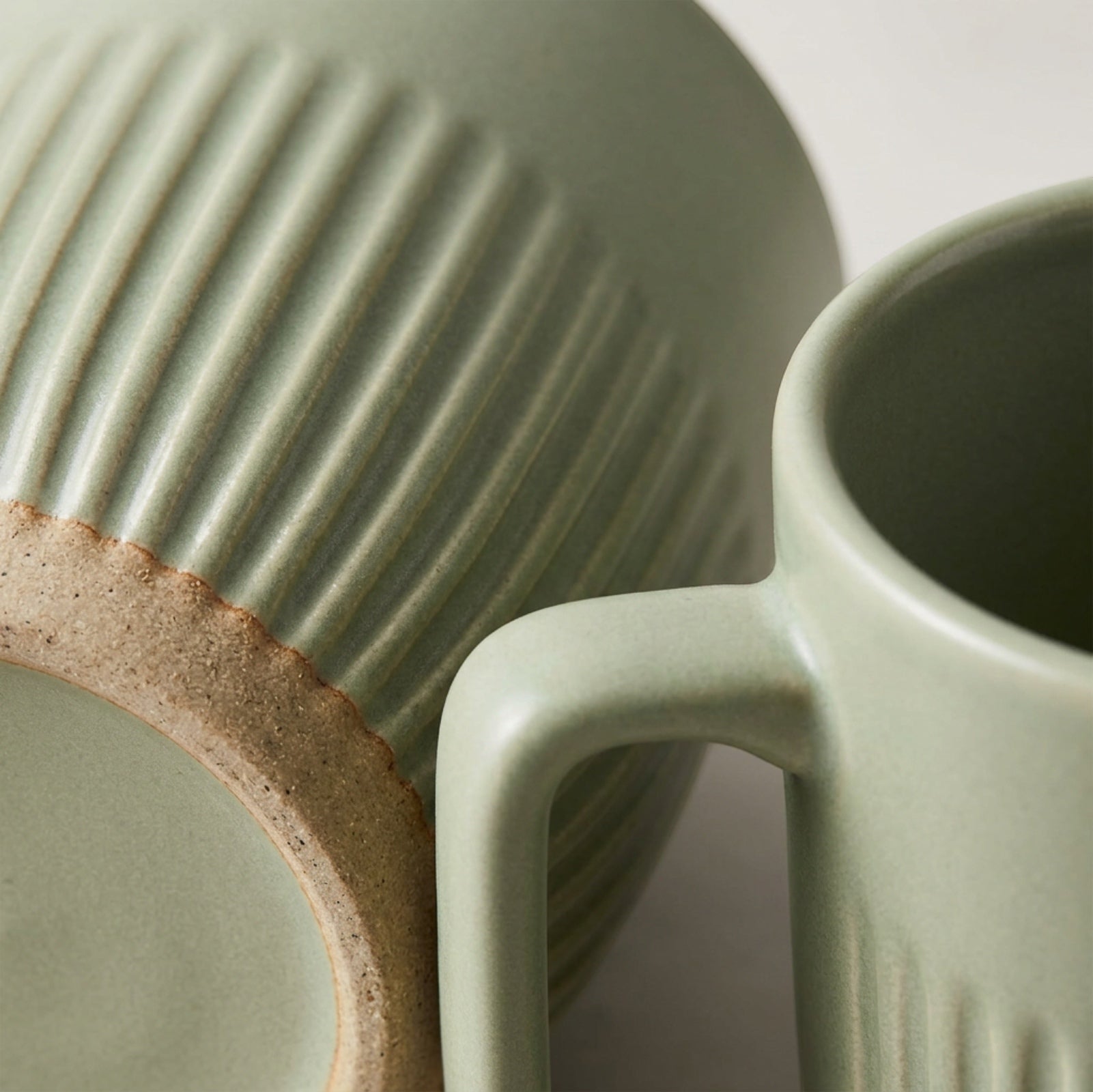 Wvkmb Ribfield Ceramic Coffee Mug 14 oz Sage - Detail view