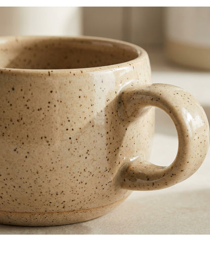 Wvkmb Speckled Ceramic Mug Oat 14 oz Wide Handle