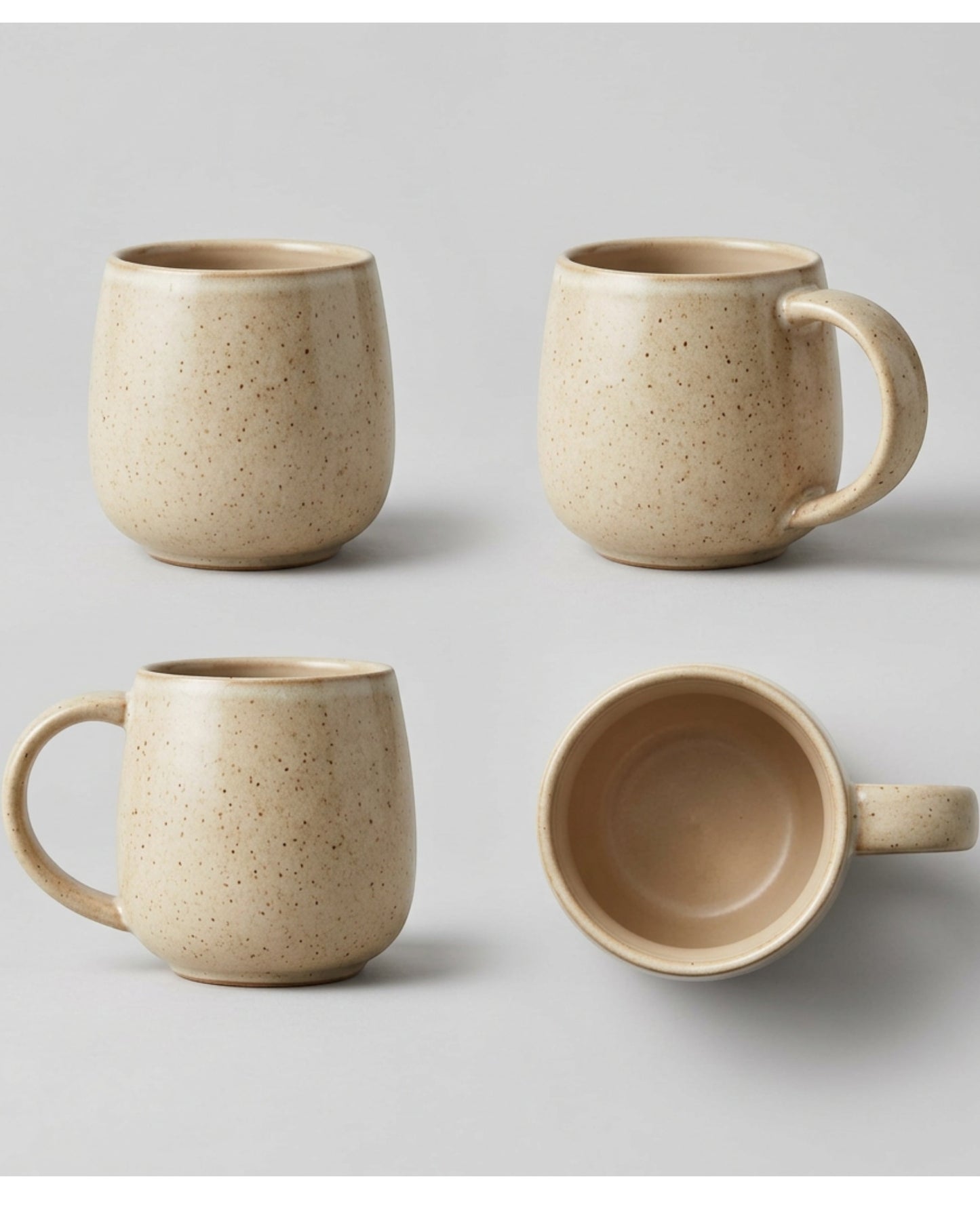 Wvkmb Speckled Ceramic Mug Oat 14 oz Wide Handle