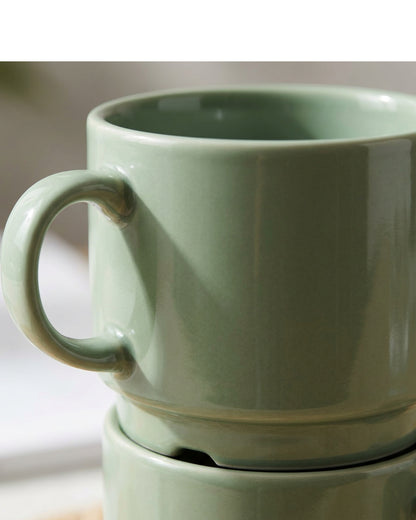 Wvkmb Stackable Ceramic Coffee Mugs Sage 10 oz 2 Pack