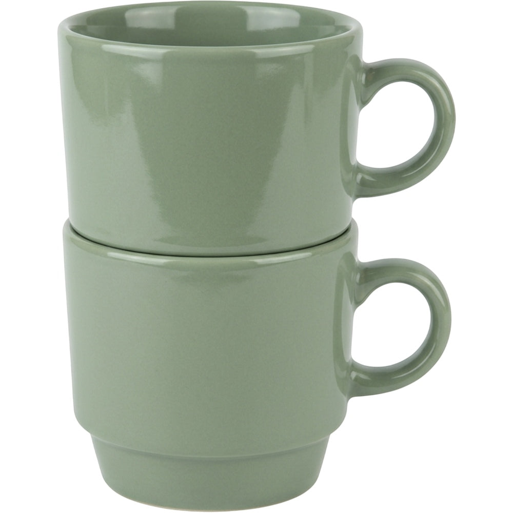 Wvkmb Stackable Ceramic Coffee Mugs Sage 10 oz 2 Pack