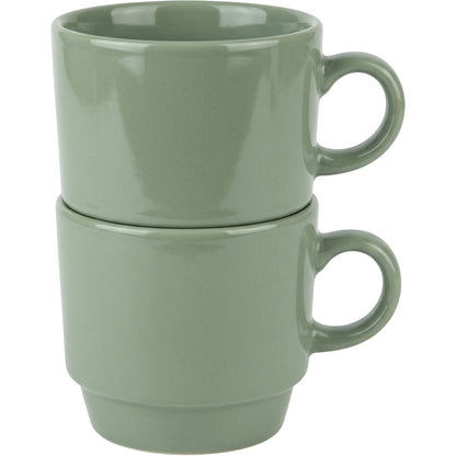Wvkmb Stackable Ceramic Coffee Mugs Sage 10 oz 2 Pack