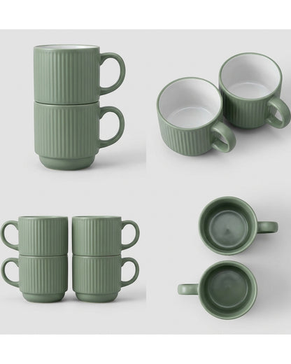 Wvkmb Stackable Ceramic Coffee Mugs Sage 10 oz 2 Pack