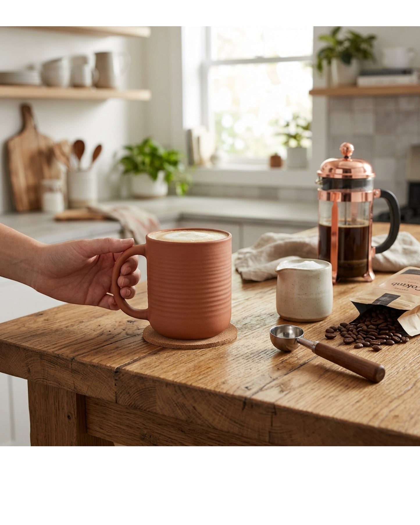 Wvkmb Stoneware Latte Mug Terracotta 16 oz