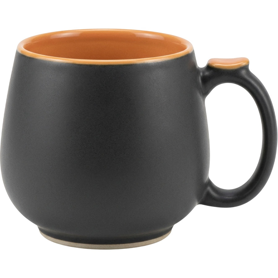 Wvkmb Wide Belly Thumb-Rest Ceramic Coffee Mug 16 oz Charcoal Apricot